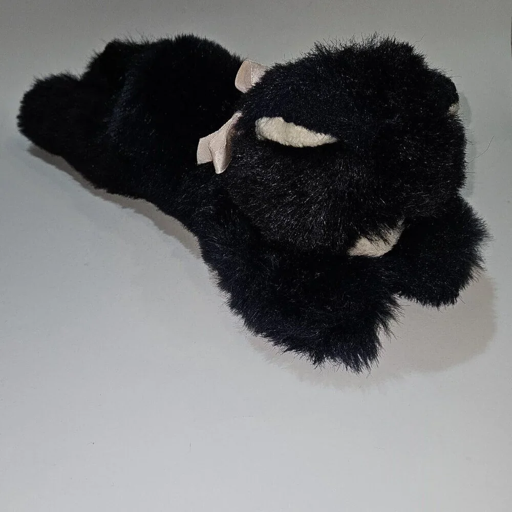 VTG Just Friends Black White Kitty Cat Plush Pink Bow 14